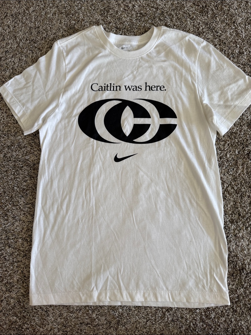 Nike White "Caitlin was here." Caitlin Clark Fever Graphic T-Shirt size small